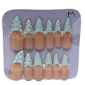 Aqua and Nude Press-On Nails Medium